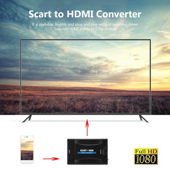 Wideo audio wysokiej klasy konwerter odbiornik HD 1080P HDMI SCART to TV Plug and Play dla biura, płatna akcesoria komputerowe