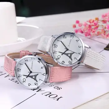 Wieża eiffla damska moda kreatywne zegar 2020 prosty pokój skórzane zegarek kwarcowy zegarek dla dziewcząt codzienne damskie zegarki