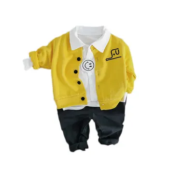 Wiosna Baby Boy Ubrania Zestaw Niemowląt Z Długim Rękawem Koszula+Sweter Żakiet+Spodnie Z Trzech Części Baby Suit Casual Dla Małych Chłopców