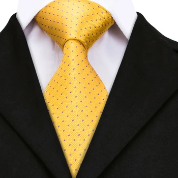 Witam-Złoty krawat jedwabny krawat 2018 nowy projektant żółte kropki duże krawaty dla mężczyzn wysokiej jakości, ręcznie żakardowe tkaniny krawat szyi 160 cm CZ-009