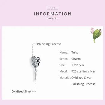 Wostu 925 srebro koraliki urok i Tulipan kwiat Urok dla kobiet bransoletki i naszyjniki nowy projekt DIY biżuteria FIC1514