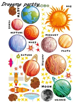 Wszechświat dziewięć planet naklejki ścienne PCV, układ Słoneczny, gwiazdy, Księżyc naklejki ścienne, pokój dziecięcy naklejki sypialnia dekoracje do domu