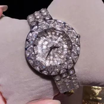 Wysokiej jakości nowy styl damskie zegarki luksusowe stalowe pełna rhinestone zegarek Lady Kryształ zegarek sukienka montre femme reloj mujer