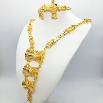 Wysokiej jakości włoskiego złota kolorowe biżuteria dla kobiet Afrykański koraliki biżuteria biżuteria moda naszyjnik kolczyki bransoletka biżuteria