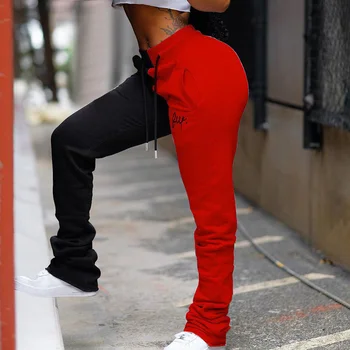 Wzorzyste Spodnie Sportowe Kobiety Ulica Odzież Biegacze Patchwork Kolorowe Spodnie Haft Wysokiej Talii Spodnie Casual Spodnie Damskie