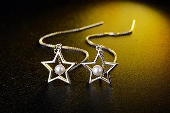 XIYANIKE 925 srebro pięcioramiennej perłowe kolczyki kutas dla kobiet srebro-biżuteria Oorbellen Brincos VES6460