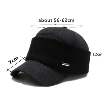 XdanqinX Zimowa męska ciepła czapka grube czapki z daszkiem dla mężczyzn słuchawki czapki kapelusz starsze taty nowe codzienne marek czapka snapback cap