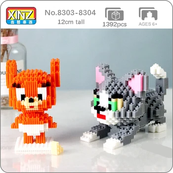 Xizai kreskówka ładny kotek, mysz zwierzę ser jedzenie 3D model DIY mini magiczne klocki cegły budowlane zabawki dla dzieci bez pudełka