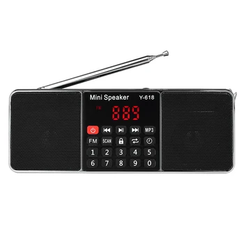 Y-618 Mini Fm-Radio Digital Portable Dual 3W Stereo Speaker Mp3 o Player High Fidelity Sound Quality W/ 2 Inch Display S