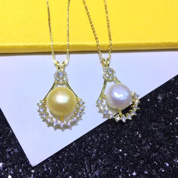 YIKALAISI 925 srebro biżuteria dla kobiet naturalny 10-11 mm słodkowodne perły naszyjnik wisiorek 2018 nowa moda Hurtownia