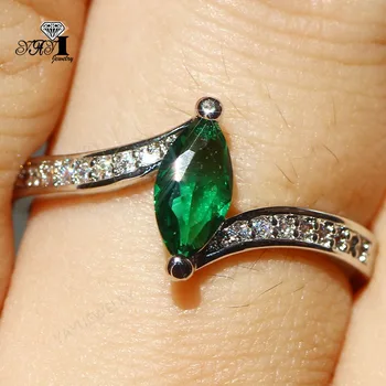 YaYI Jewelry Princess Cut 3.7 CT zielony Cyrkon srebrny wypełnione obrączki pierścionek serce pierścienie Walentynki dziewczyny pierścień 1151