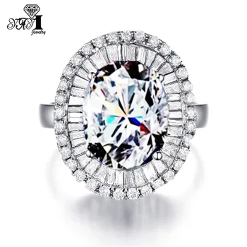 YaYI mody kobiety biżuteria pierścień 4.5 CT Biały CZ srebrny kolor obrączki obrączki partii pierścień prezent