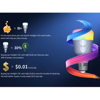 Yeelight 1S/1SE E27 6W RGB Smart LED bezprzewodowe sterowanie głosem kolorowe światło 100-240 v wsparcie Mi home Google Home