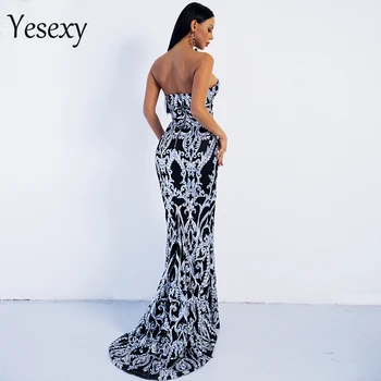Yesexy 2021 Summer Women Dress Sexy Off Shoulder bez ramiączek retro elegancki linkę długość podłogi żeński Maxi sukienka VR8888