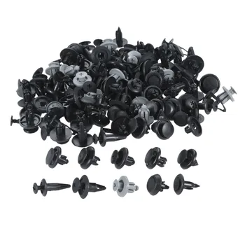 Yetaha 100szt mieszane czarne, plastikowe samochodowe nity mocujące panele samochodowe listwy drzwiowe zderzaki błotniki mocujące śrubowe, nity klamry