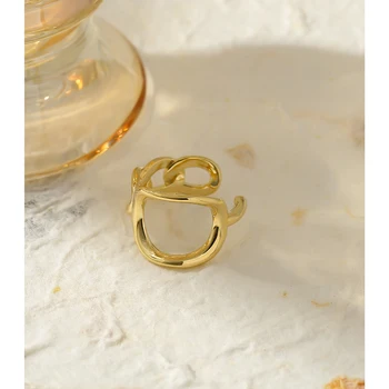 Yhpup minimalistyczny metal tekstury łańcuch pierścień nowy projekt złoto miedź palec pierścień dla kobiet Urok Wedding prezent ślubny 2020
