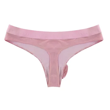 YiZYiF Męskie Różowe Majtki Bielizny Sheer Velvet Low Rise Bikini Majtki Bielizna Sissy Wybrzuszenie Worek Majtki Sexy Gay Bandaże