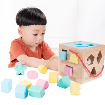 Zabawki Dla Dzieci, Drewniane Zabawki Montessori Geometryczny Kształt Bloki Odpowiednie Poznawcze Treningu Wczesne Zabawki Edukacyjne Dla Dzieci