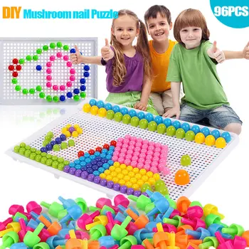 Zabawki dla dzieci, puzzle Peg Board z 96 грибными kołkami wzorcowe zestawy edukacyjne maszyny zabawka dla dzieci prezent losowy kolor @ NS
