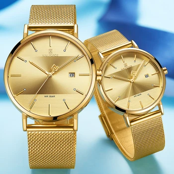 Zegar NAVIFORCE luksusowej marki zegarek kochanka zestaw analogowy kwarcowy proste zegarek wodoodporny panie pary zegarki Relogio Masculino