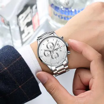 Zegarek NIBOSI Męskie wodoodporny chronograf wojskowe wojskowe zegarki męskie ze stali nierdzewnej Top Brand Luxury Man Sport Watches 2309