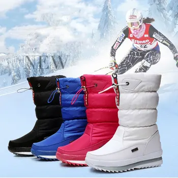 Zimowe buty Damskie buty 2021 stałe wodoodporne buty Damskie ciepłe pluszowe zamek do połowy łydek zimowe, zimowe buty damskie buty botas mujer