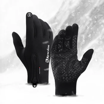 Zimowe zewnętrzne grube rękawice z pełnym palcem plus kaszmiru mężczyźni i kobiety, jazda na nartach antypoślizgowy ciepły ekran dotykowy sportowe, jazda na rowerze
