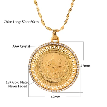 Złoto i Kryształ Bóg wisiorek i naszyjnik dla kobiet Bliski Wschód Islam muzułmanie nowe biżuteria Arabskie prezenty Bliski Wschód biżuteria