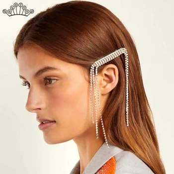Złoto srebro kolor kryształów spinki do włosów spinki do włosów dla kobiet ozdoby do włosów BlingBliing pędzel spinki do włosów Hairwear akcesoria ślubne