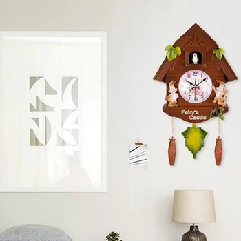 Ładny Ptak Wall Cuckoo Clock Alarm Clock Cuckoo Clock Living Room Watch Brief Children Bedroom Decor Home Day Time Alarms Clocks D