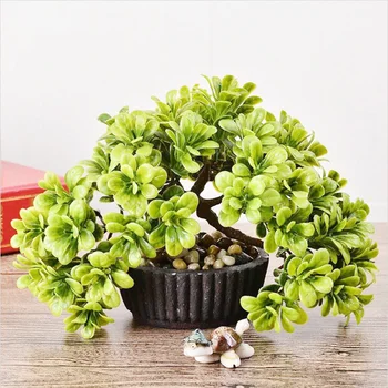 Śliczna 18-centymetrowy zielone małe bonsai drzewa w doniczce sztuczne warzyw dekoracja do biura/domu wystrój stołu
