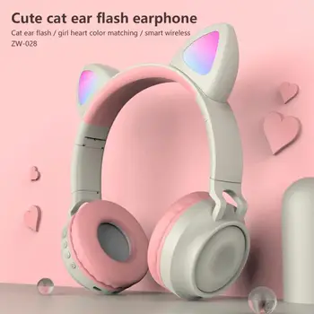 Śliczne bezprzewodowe dziewczyny Cat Ear Bluetooth słuchawki składane słuchawki stereo gaming słuchawki z mikrofonem do KOMPUTERA telefonu komórkowego