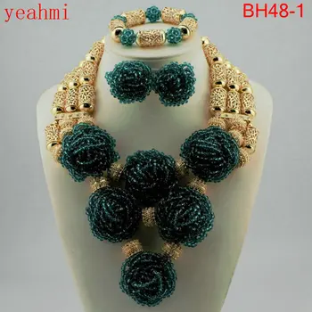 Ślubne zestawy biżuterii turkusowy zielony nigeryjski ślub Afryki koraliki biżuteria Kryształ kobiety naszyjnik zestaw Darmowa wysyłka LT317-1