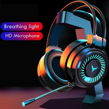 Геймерские słuchawki gamingowe słuchawki z mikrofonem dźwięk przestrzenny stereo USB kolorowe światło przewodowe słuchawki do PC laptopa
