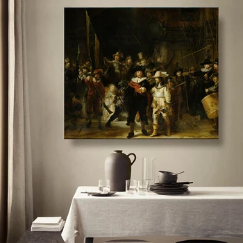 Цитон Płótno Rembrandt《straż Nocna》sztuka olej malarstwo grafika plakat obraz nowoczesny wystrój ścian domu ozdoby salonu