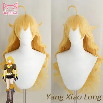【AniHut】Żółty Yang Xiao Długi, Falisty Peruki Syntetyczne Odporne Cosplay Włosy Anime Cosplay Peruka Yang Xiao Długi