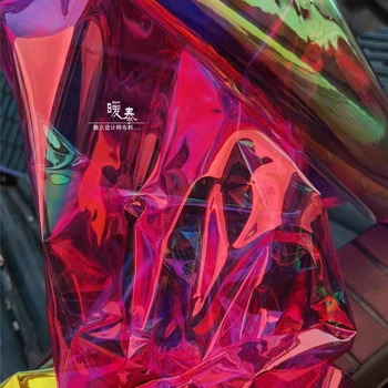 0.2 mm TPU materiał fluorescencyjny różowy, czerwony, PVC wodoodporna DIY odblaskowa odzież płaszcz torby wystrój Laserowa plastikowa ozdobna tkanina