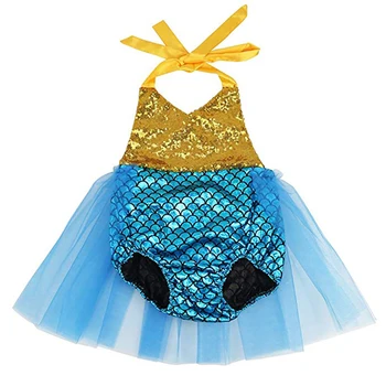 0-3T dziecko lato kombinezon Baby Girl cosplay kostium Syrenka dziecięcej oparcia ubrania party urodziny dziewczyna księżniczka cekiny Outfi
