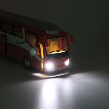 1:32 ogromny miejski autobus turystyczny Alloy Model Vehicle 5 Open-door Inertial Return Tourist Vehicle Model Lighting and Audio Toy Vehicle