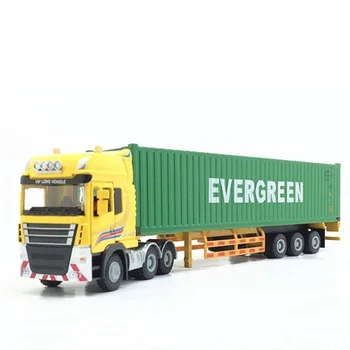 1:50 Alloy Metal Truck Trailer Container Truck High Simulation Model Diecast Vehicle Engineering Toy Gift Collection Display