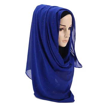 10 szt./lot bańka szyfon połysk szaliki szale hidżab zwykły migotanie długi opaska na głowę owinąć muzułmański 20 kolor chusty/szalik