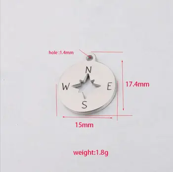 10 szt./lot kompas zawieszenia ze stali nierdzewnej lustro polerowane dla DIY naszyjnik bransoletka biżuteria Wyszukiwanie akcesoriów 15*17,4 mm