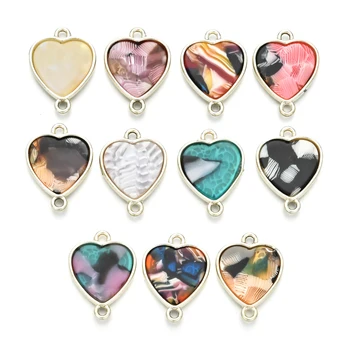 10 szt./pakiet mieszany kolor stopu żywicy złącze w kształcie serca złącze do produkcji biżuterii złodziej naszyjnik kobiety Lovers ' Gift