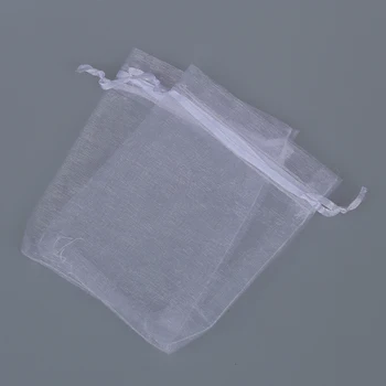 100 szt. Białe rzęsy organza lace torby biżuteria partia wesela rzecz podarunkowe pakiety 4
