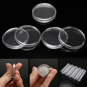 100 sztuk 27 mm przezroczysty okrągły plastikowy pamiątkowa moneta kapsułki pojemnik szuflada do przechowywania uchwyt etui