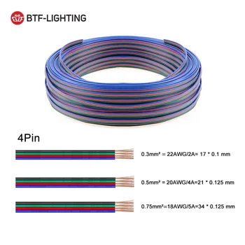 10m Roll 2pin/3pin/4pin/5pin 22AWG/20AWG/18AWG LED connector Extension Wire kabel do WS2812 WS2811