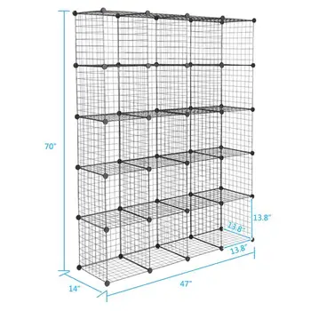 12/16/20Cube Cube Storage półki do przechowywania drut origami półki metalowe siatki wielofunkcyjny regał modułowy organizer regał