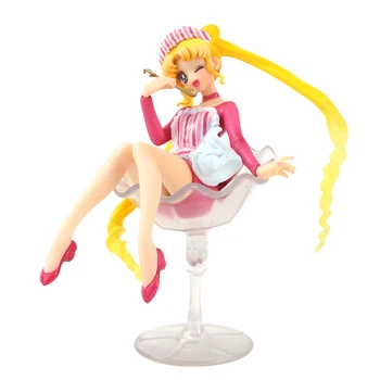 12 cm Sailor Moon figurka zabawka Цукино siedzi w szklance deser słodycze Petit Chara dość urody Opiekun kolekcjonerska model lalka