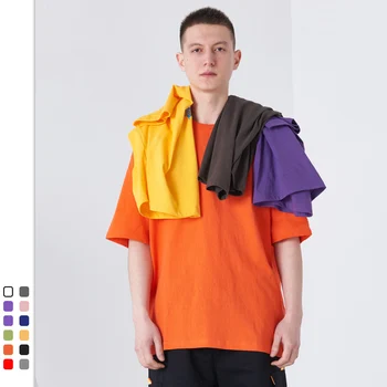 12 kolorowy moda uliczna, odzież kanye west oversize Summer Men T shirt Solid bawełna koszulka z krótkim rękawem hip-hop Swag tee top