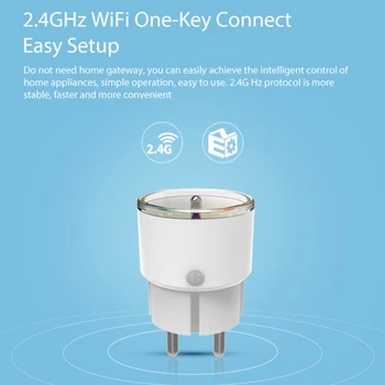 16A Tuya Mini Smart Plug WiFi Smart Socket FR Plug Type Power Monitor bezprzewodowe sterowanie jest zgodny z Alexa Google Home
